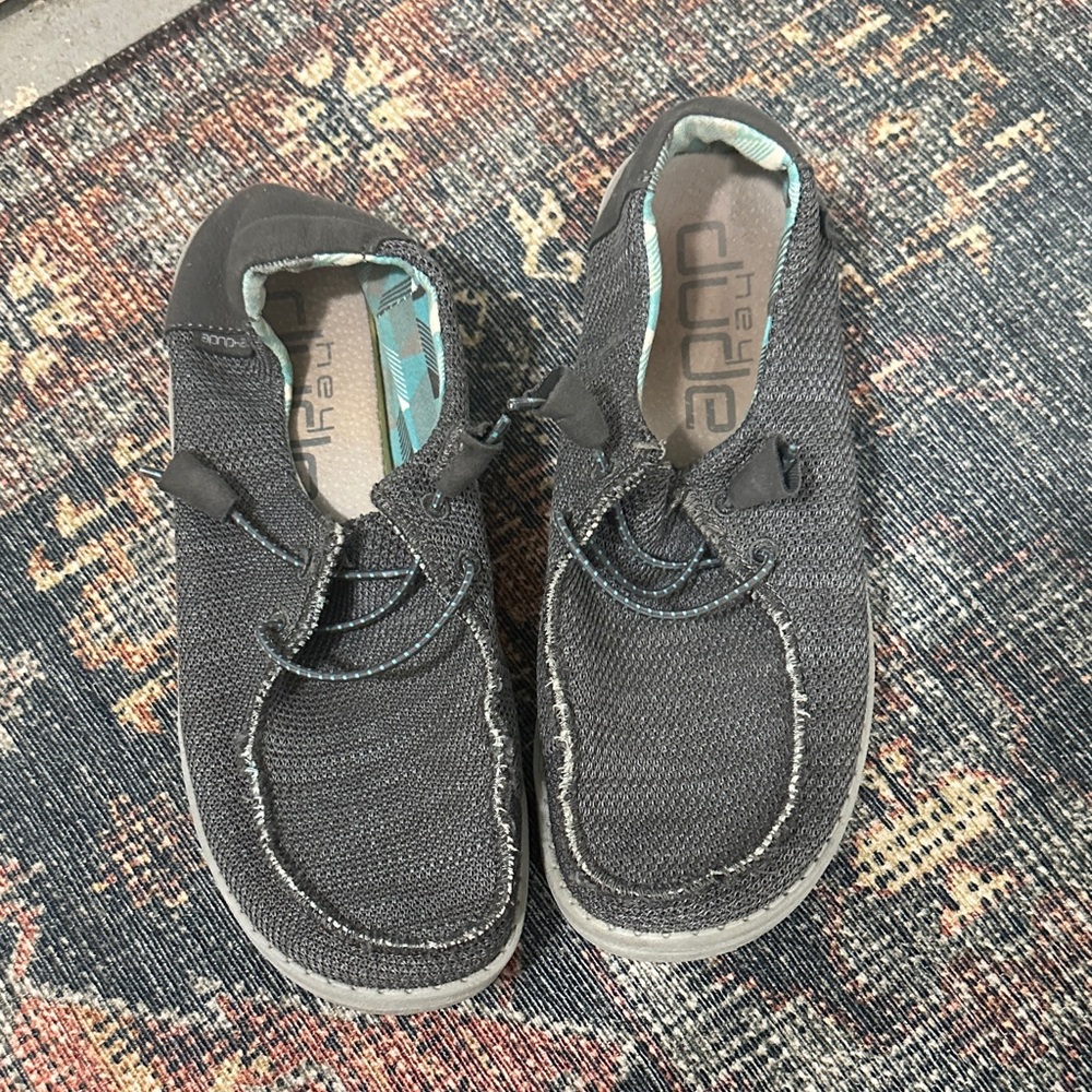 Hey Dude Men's Black and Gray Loafers
